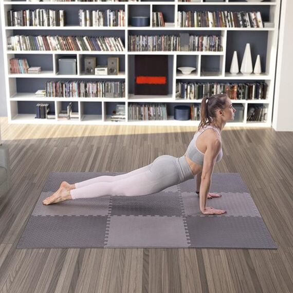 HMS mata typu puzzle pod sprzęt do ćwiczeń 9 elementów MP12 szare, Kolor: d.gray, Waga: 0,8, 9 zdjęcie