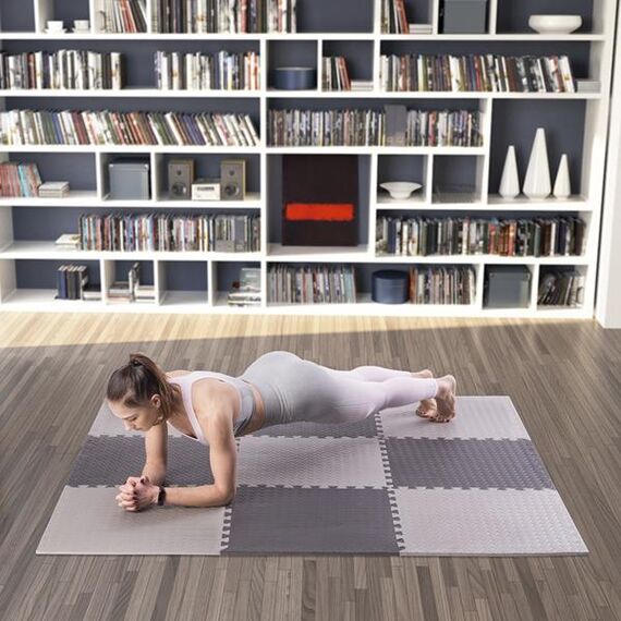 HMS mata typu puzzle pod sprzęt do ćwiczeń 9 elementów MP12 szare, Kolor: l.gray, Waga: 0,8, 10 zdjęcie