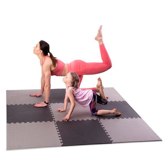 HMS mata typu puzzle pod sprzęt do ćwiczeń 9 elementów MP12 szare, Kolor: l.gray, Waga: 0,8, 19 zdjęcie