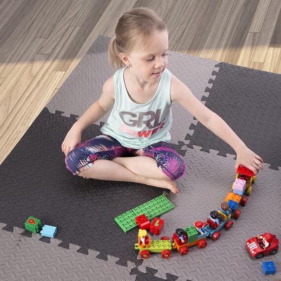 HMS mata typu puzzle pod sprzęt do ćwiczeń 9 elementów MP12 szare, Kolor: l.gray, Waga: 0,8, 7 zdjęcie