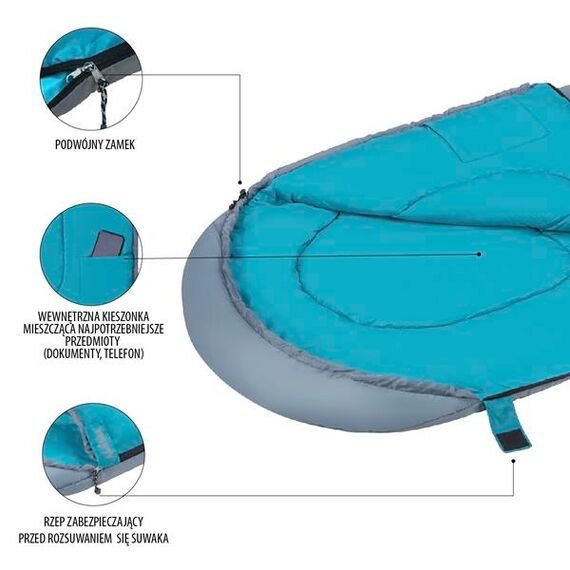NILS CAMP śpiwór turystyczny typu kołdra z kapturem 205x75cm NC2008 zielony, Kolor: zielony, Waga: 0,8, Rozmiar: M, 3 zdjęcie
