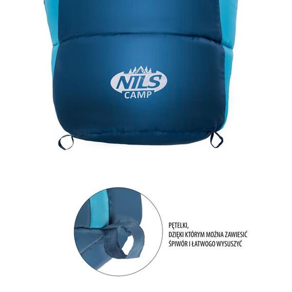NILS CAMP śpiwór turystyczny 220x80cm kempingowy typu mumia NC2012, Kolor: szaro-niebieski, Waga: 1,1, 4 zdjęcie