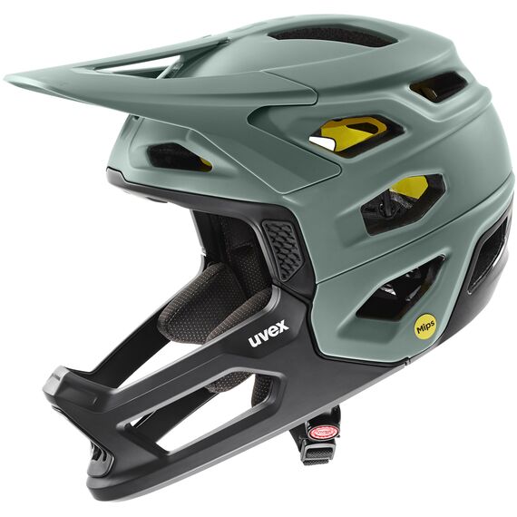 UVEX Kask rowerowy Full Face UVEX Revolt z MIPS (41/0/063/05/17), Kolor: zielony, Rozmiar: 52-57