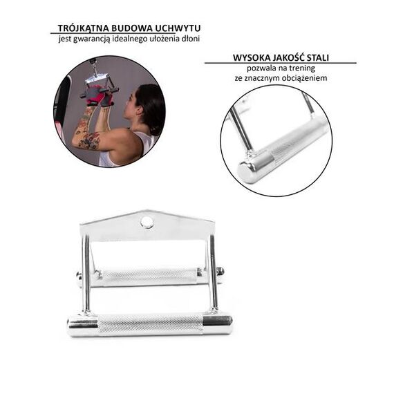 HMS uchwyt do wyciągu atlasu podwójny stalowy UW05 srebrny, Kolor: stalowy, 3 zdjęcie