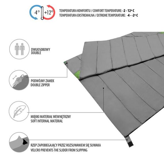 NILS CAMP śpiwór turystyczny 2 osobowy typ kołdra NC2011, 2 zdjęcie