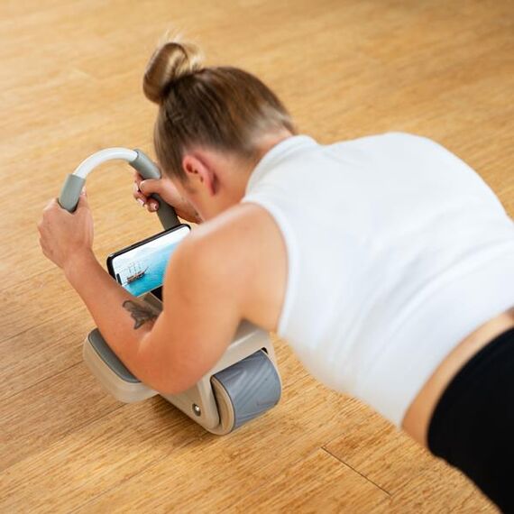 HMS KA08 BROWN ABS AUTOMATYCZNE KOŁO DO ĆWICZEŃ MIĘŚNI BRZUCHA Z WYŚWIETLACZEM LCD I ŁADOWANIEM, Kolor: brązowy, 11 zdjęcie