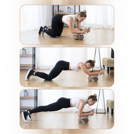 HMS KA08 BROWN ABS AUTOMATYCZNE KOŁO DO ĆWICZEŃ MIĘŚNI BRZUCHA Z WYŚWIETLACZEM LCD I ŁADOWANIEM, Kolor: brązowy, 12 zdjęcie