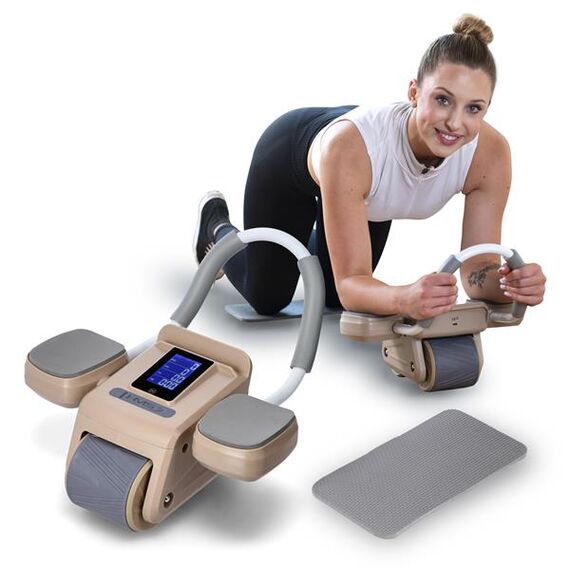 HMS KA08 BROWN ABS AUTOMATYCZNE KOŁO DO ĆWICZEŃ MIĘŚNI BRZUCHA Z WYŚWIETLACZEM LCD I ŁADOWANIEM, Kolor: brązowy, 2 zdjęcie