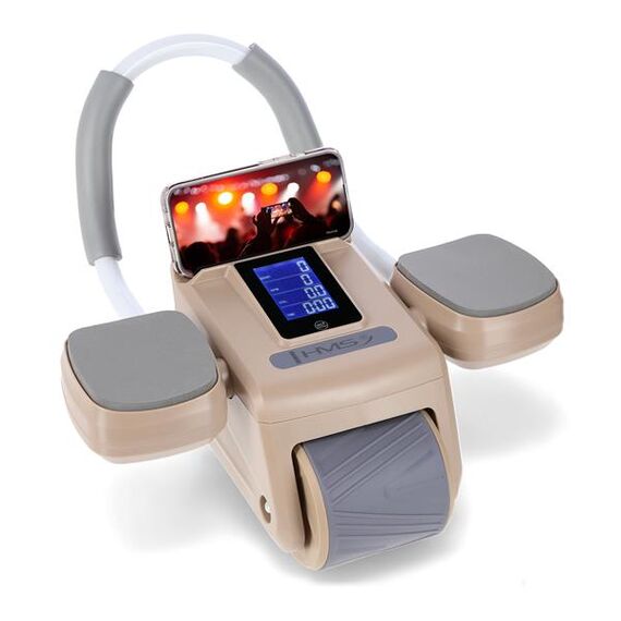 HMS KA08 BROWN ABS AUTOMATYCZNE KOŁO DO ĆWICZEŃ MIĘŚNI BRZUCHA Z WYŚWIETLACZEM LCD I ŁADOWANIEM, Kolor: brązowy, 3 zdjęcie