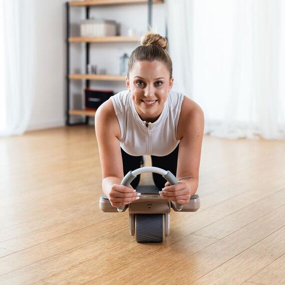 HMS KA08 BROWN ABS AUTOMATYCZNE KOŁO DO ĆWICZEŃ MIĘŚNI BRZUCHA Z WYŚWIETLACZEM LCD I ŁADOWANIEM, Kolor: brązowy, 4 zdjęcie