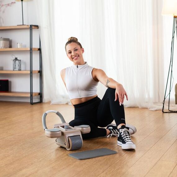 HMS KA08 BROWN ABS AUTOMATYCZNE KOŁO DO ĆWICZEŃ MIĘŚNI BRZUCHA Z WYŚWIETLACZEM LCD I ŁADOWANIEM, Kolor: brązowy, 5 zdjęcie