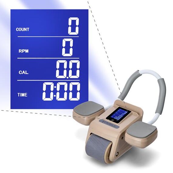 HMS KA08 BROWN ABS AUTOMATYCZNE KOŁO DO ĆWICZEŃ MIĘŚNI BRZUCHA Z WYŚWIETLACZEM LCD I ŁADOWANIEM, Kolor: brązowy, 9 zdjęcie