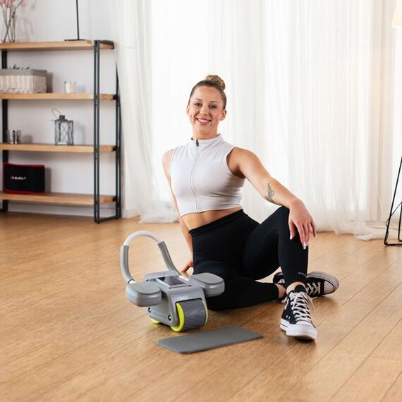 HMS KA08 GRAY ABS AUTOMATYCZNE KOŁO DO ĆWICZEŃ MIĘŚNI BRZUCHA Z WYŚWIETLACZEM LCD I ŁADOWANIEM, Kolor: szary, 5 zdjęcie