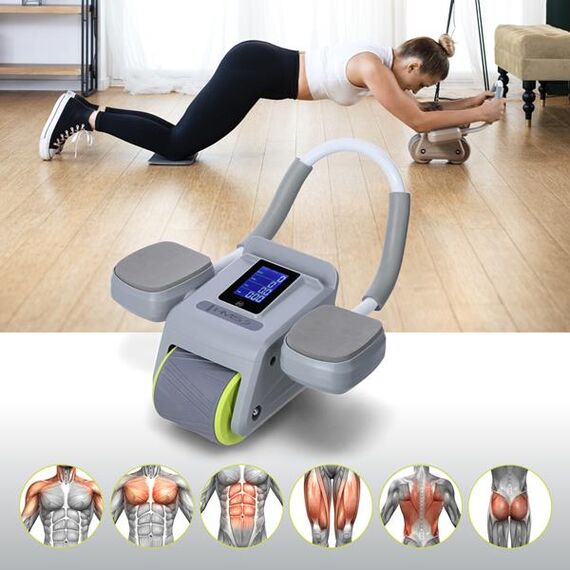 HMS KA08 GRAY ABS AUTOMATYCZNE KOŁO DO ĆWICZEŃ MIĘŚNI BRZUCHA Z WYŚWIETLACZEM LCD I ŁADOWANIEM, Kolor: szary, 6 zdjęcie