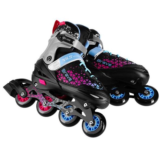 NILS EXTREME NH18190A łyżworolki 4w1 damskie z wymienną płozą czarne/różowe, Kolor: różowy, Rozmiar: 29-33, 5 zdjęcie