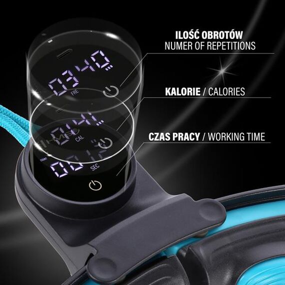 HMS HHM17 HULA HOP BLACK/TURQUOISE Z MAGNESAMI I OBCIĄŻNIKIEM + LICZNIK, Kolor: czarny/turkusowy, 8 zdjęcie