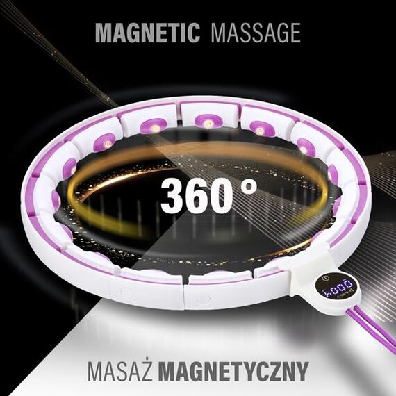HMS HHM17 HULA HOP WHITE/VIOLET Z MAGNESAMI I OBCIĄŻNIKIEM + LICZNIK, Kolor: biały/fioletowy, 3 zdjęcie