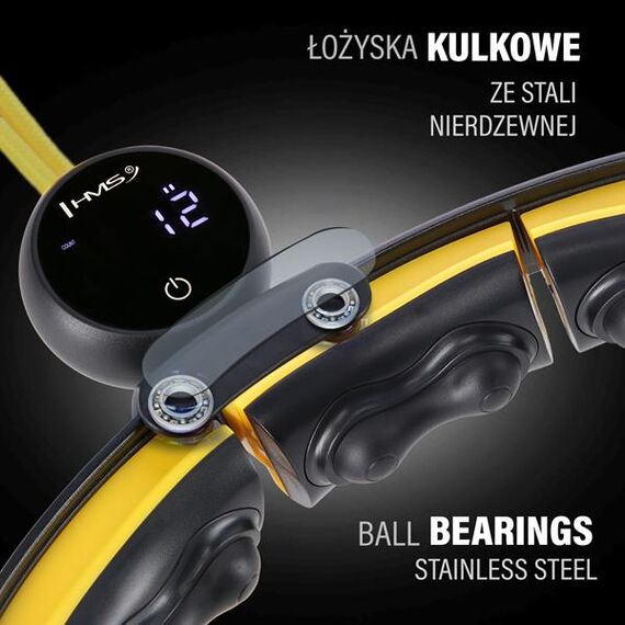 HMS HHM21 HULA HOP BLACK/YELLOW Z MAGNESAMI, WYPUSTKAMI TPE I OBCIĄŻNIKIEM + LICZNIK, Kolor: czarny/żółty, 10 zdjęcie