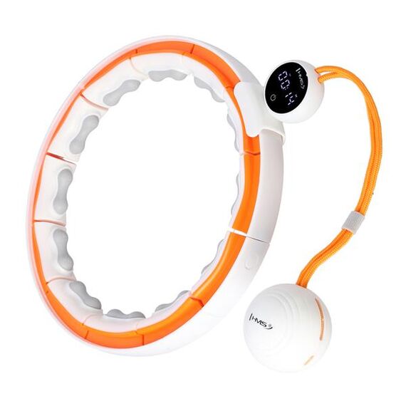 HMS HHM21 HULA HOP WHITE/ORANGE Z MAGNESAMI, WYPUSTKAMI TPE I OBCIĄŻNIKIEM + LICZNIK, Kolor: biały/pomarańczowy