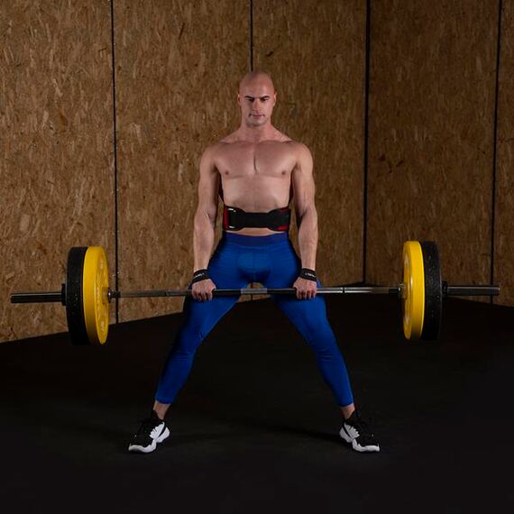 HMS pas kulturystyczny szeroki do ćwiczeń siłowych neoprenowy PA3449 czarny/czerwony, Kolor: czarny/czerwony, Rozmiar: L, 4 zdjęcie