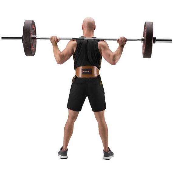 HMS pas kulturystyczny na siłownię skórzany PA3998 brązowy, Kolor: brązowy, Rozmiar: S, 4 zdjęcie