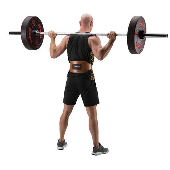 HMS pas kulturystyczny na siłownię skórzany PA3998 brązowy, Kolor: brązowy, Rozmiar: XXL, 5 zdjęcie