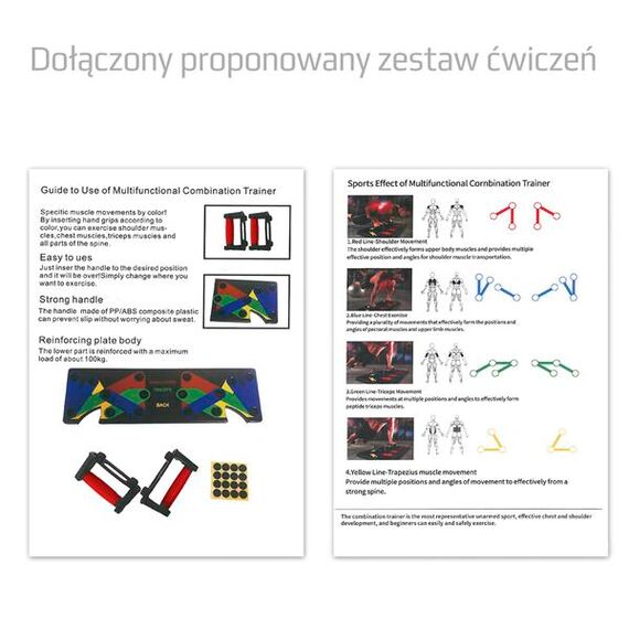 HMS uchwyty do pompek wielofunkcyjna deska do ćwiczeń PU10, Kolor: czerwony, 6 zdjęcie