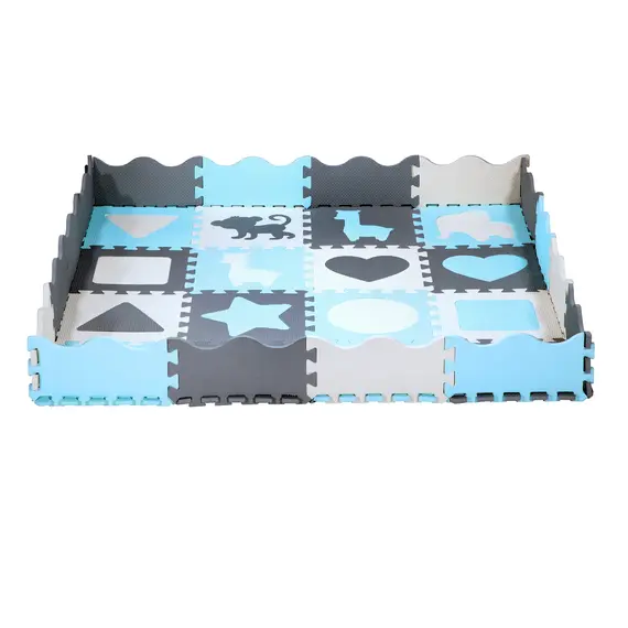 MD03 MATA DZIECIĘCA PUZZLE KOJEC MINT 36 ELEMENTÓW 140x140CM NILS FUN, Kolor: miętowy/szary/czarny, 2 zdjęcie