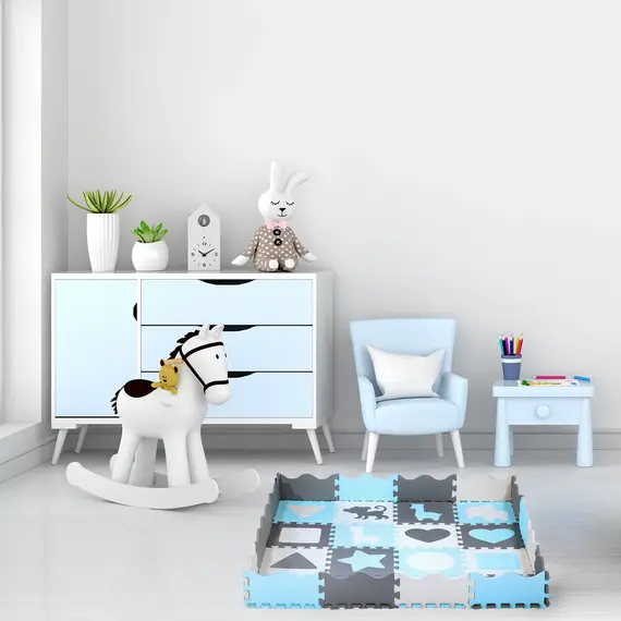 MD03 MATA DZIECIĘCA PUZZLE KOJEC MINT 36 ELEMENTÓW 140x140CM NILS FUN, Kolor: miętowy/szary/czarny, 4 zdjęcie