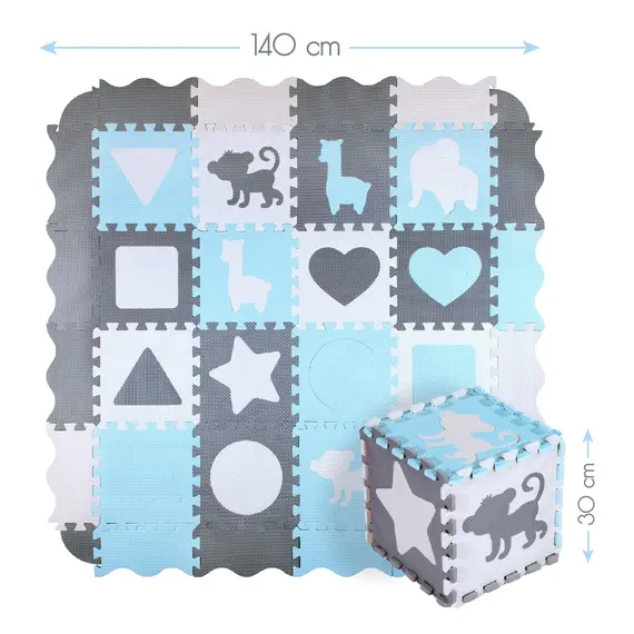 MD03 MATA DZIECIĘCA PUZZLE KOJEC MINT 36 ELEMENTÓW 140x140CM NILS FUN, Kolor: miętowy/szary/czarny, 5 zdjęcie