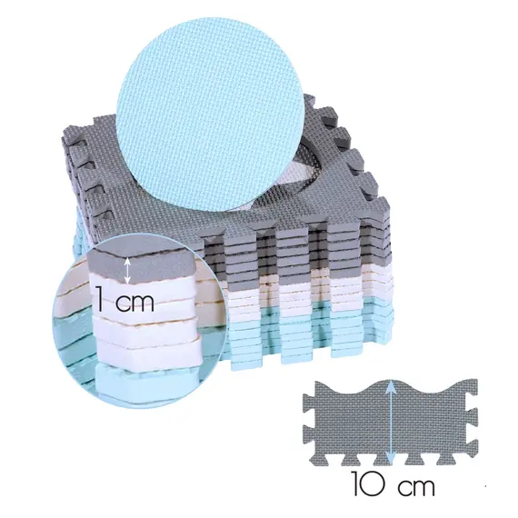 MD03 MATA DZIECIĘCA PUZZLE KOJEC MINT 36 ELEMENTÓW 140x140CM NILS FUN, Kolor: miętowy/szary/czarny, 6 zdjęcie