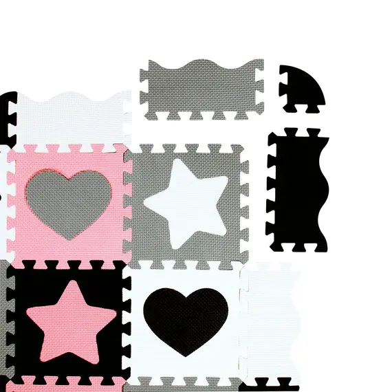 MD03 MATA DZIECIĘCA PUZZLE KOJEC PINK HEARTS 36 ELEMENTÓW 140x140CM NILS FUN, Kolor: różowy/szary/czarny, 11 zdjęcie
