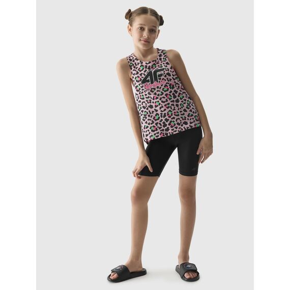 4F 2-Pak Top dziewczęcy na ramiączkach F1141 różowy + panterka, Kolor: różowy/czarny, Rozmiar: 152, 4 zdjęcie