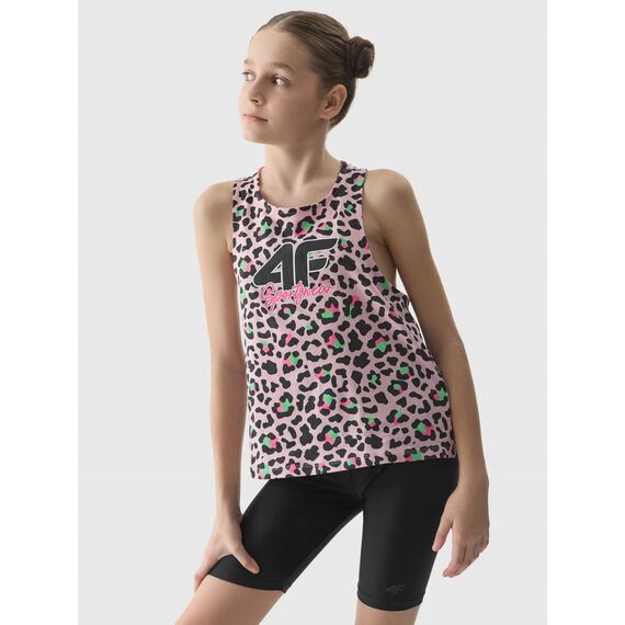 4F 2-Pak Top dziewczęcy na ramiączkach F1141 różowy + panterka, Kolor: różowy/czarny, Rozmiar: 146, 5 zdjęcie