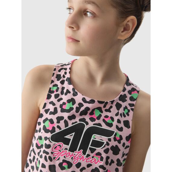 4F 2-Pak Top dziewczęcy na ramiączkach F1141 różowy + panterka, Kolor: różowy/czarny, Rozmiar: 146, 6 zdjęcie
