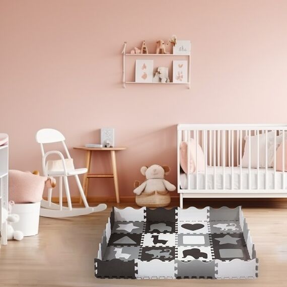 MD03 MATA DZIECIĘCA PUZZLE KOJEC GRAY 36 ELEMENTÓW 140x140CM NILS FUN, Kolor: szary/biały/czarny, 8 zdjęcie