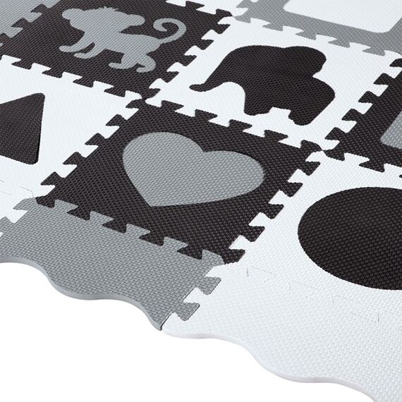 MD03 MATA DZIECIĘCA PUZZLE KOJEC GRAY 36 ELEMENTÓW 140x140CM NILS FUN, Kolor: szary/biały/czarny, 2 zdjęcie