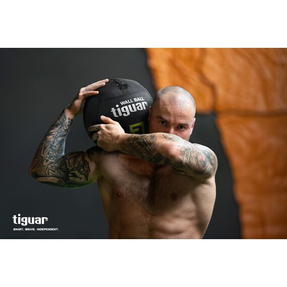 TIGUAR piłka lekarska wall ball do crossfitu czarna, Kolor: czarny, Waga: 10, 2 zdjęcie
