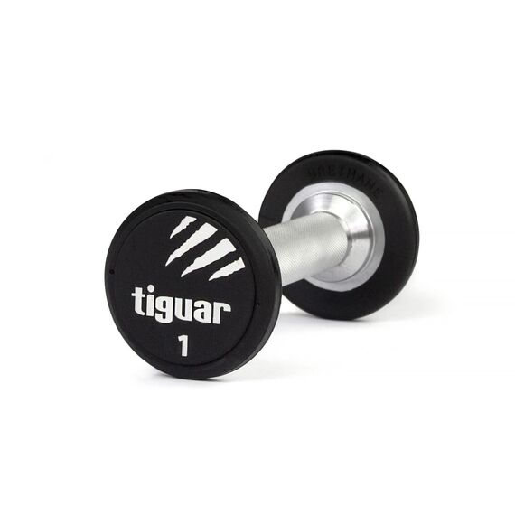TIGUAR hantel PU treningowy ciężarek do ćwiczeń siłowych 1kg, Kolor: czarny, Waga: 1
