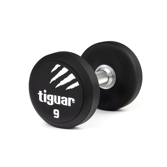 TIGUAR hantle treningowy ciężarek do ćwiczeń siłowych 9kg czarny, Kolor: czarny, Waga: 9
