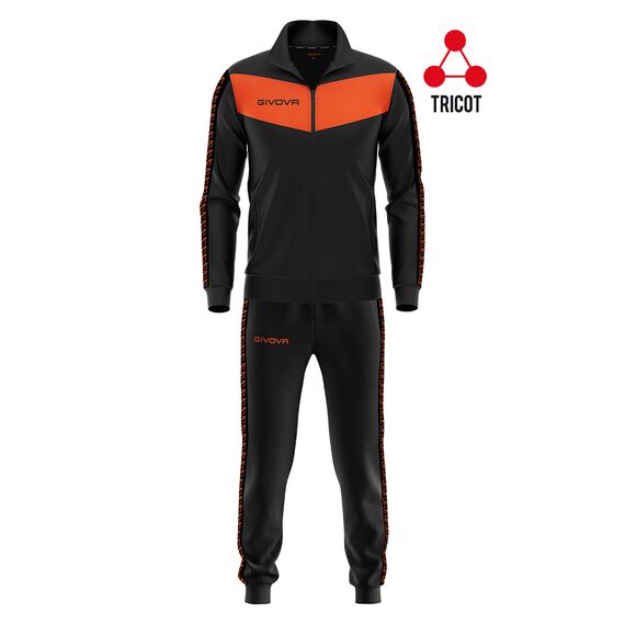 GIVOVA dres sportowy męski komplet bluza i spodnie Triacetato czarny/pomarańczowy, Kolor: czarny, Rozmiar: S