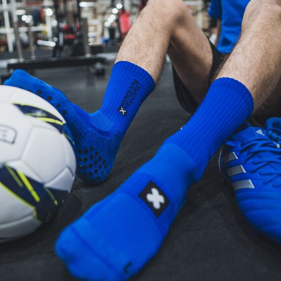 PROSKARY skarpety piłkarskie antypoślizgowe oddychające Comfort niebieskie, Kolor: niebieski, Rozmiar: 35-40, 2 zdjęcie