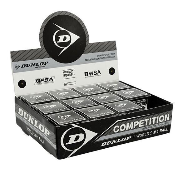 DUNLOP COMPETITION piłki do gry w squasha 12 sztuk czarne, 2 zdjęcie