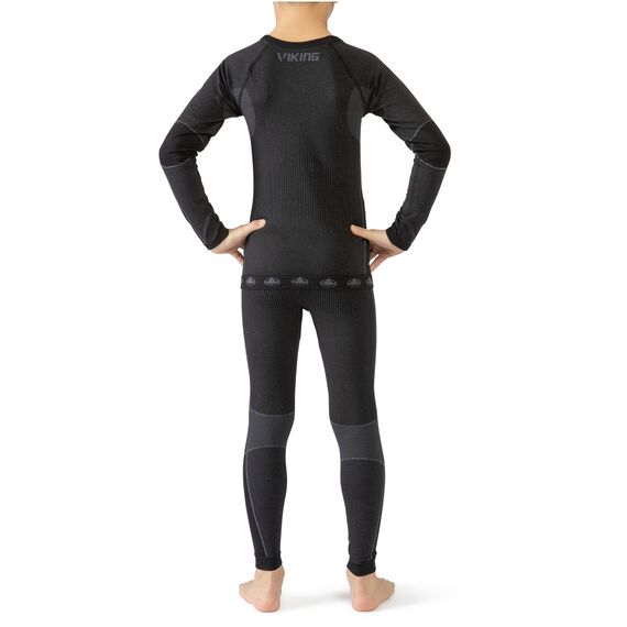 VIKING RIKO bielizna termoaktywna dziecięca komplet spodnie i bluza czarna, Kolor: czarny, Rozmiar: 116/128, 2 zdjęcie