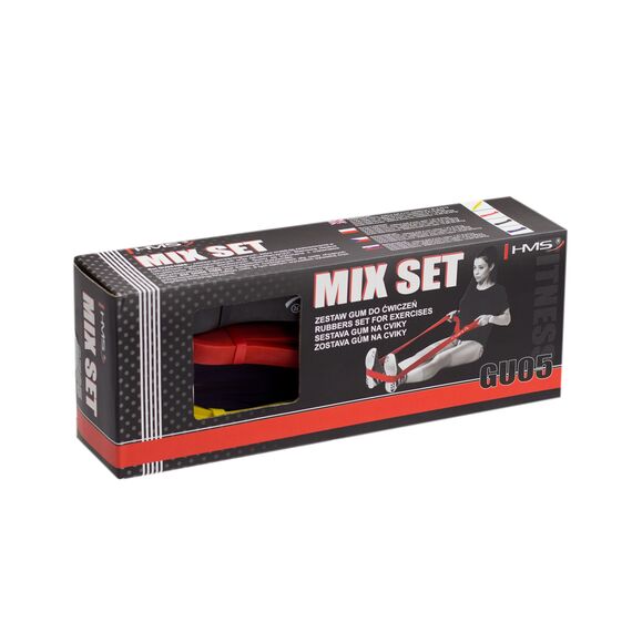 HMS zestaw gum treningowych power band do ćwiczeń podciągania GU05 czerwona/czarna/żołta/fioletowa, Kolor: wielokolorowy, 2 zdjęcie