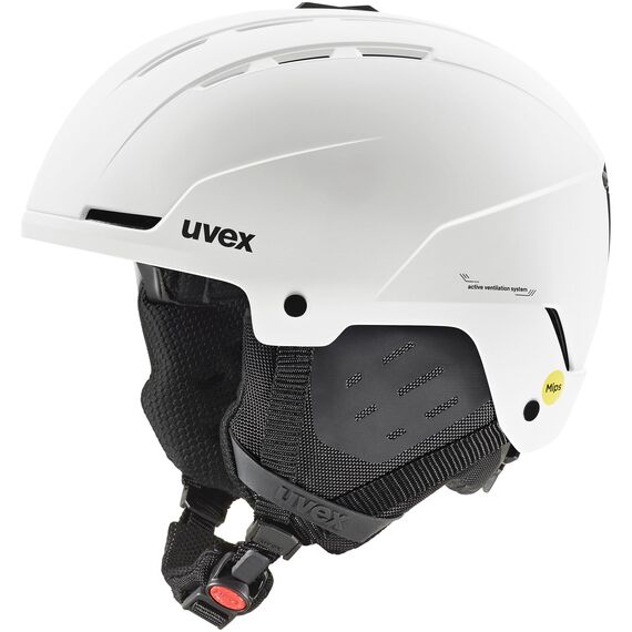 UVEX kask narciarski z technologia hardshell z Mipsem Stance niebieski, Kolor: biały, Rozmiar: 51-55