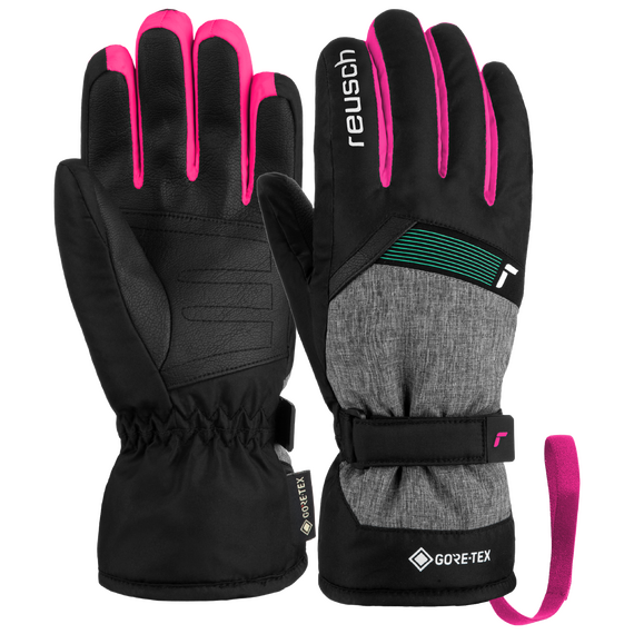 REUSCH FLASH rękawice narciarskie dziecięce z GORE-TEX czarne/różowe, Kolor: czarne, Waga: 0.2, Rozmiar: 5,5