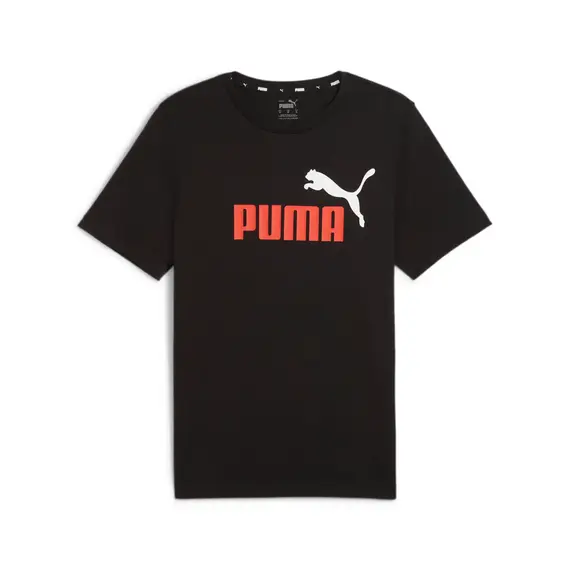 PUMA koszulka męska t-shirt bawełniany ESS+ 2 Col Logo Tee czarna/czerwona, Kolor: czarny/czerwony, Waga: 0.2, Rozmiar: M