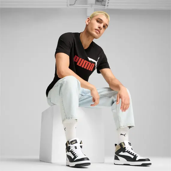 PUMA koszulka męska t-shirt bawełniany ESS+ 2 Col Logo Tee czarna/czerwona, Kolor: czarny/czerwony, Waga: 0.2, Rozmiar: M, 6 zdjęcie