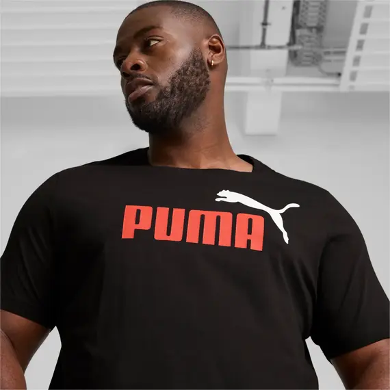 PUMA koszulka męska t-shirt bawełniany ESS+ 2 Col Logo Tee czarna/czerwona, Kolor: czarny/czerwony, Waga: 0.2, Rozmiar: M, 8 zdjęcie
